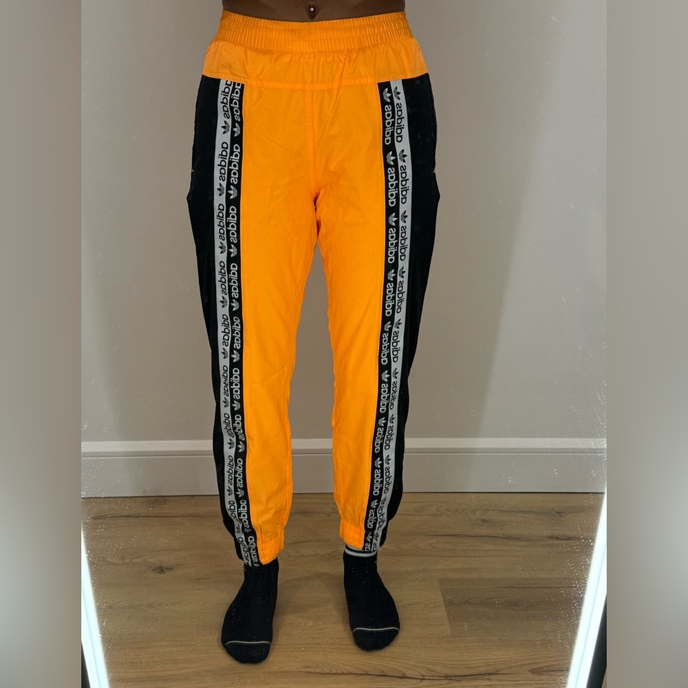 Adidas Men's Orange and Black Joggers